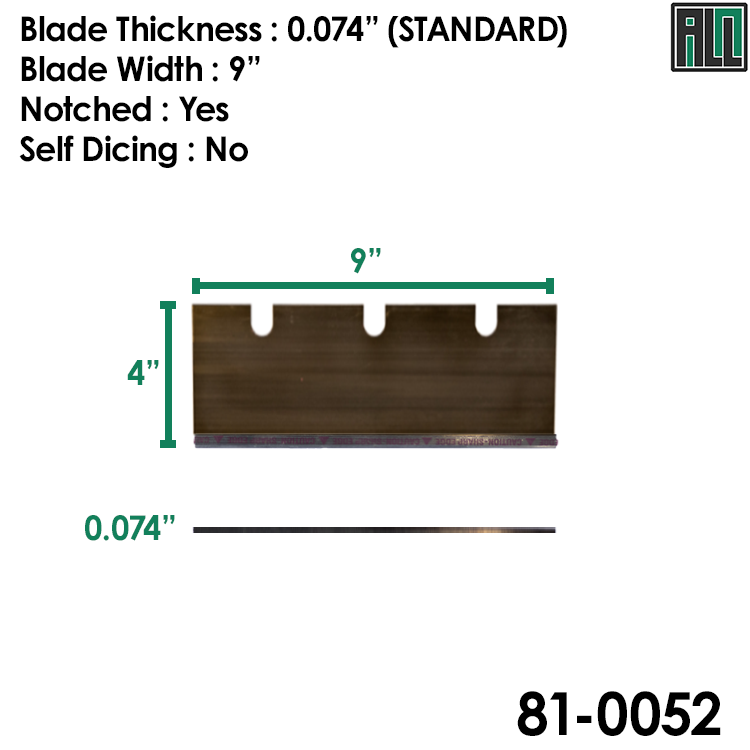 Bartell Global Terminator Removal Blade 4" x 9" x .074", Sharpened, w/ Notch