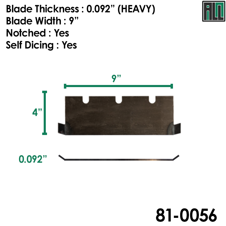 Bartell Global Terminator Removal Blade 4" x 9" x .092", Sharpened, w/ Notch, Self Dicing