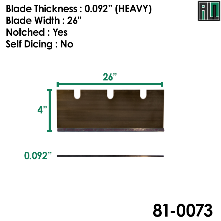 Bartell Global Terminator Removal Blade 4" x 26" x .092", Sharpened, w/ Notch