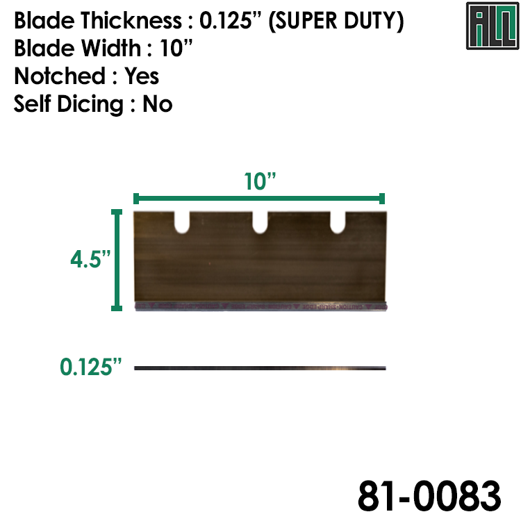 Bartell Global Terminator Removal Blade 4.5" x 10" x .125", Sharpened, w/Notch